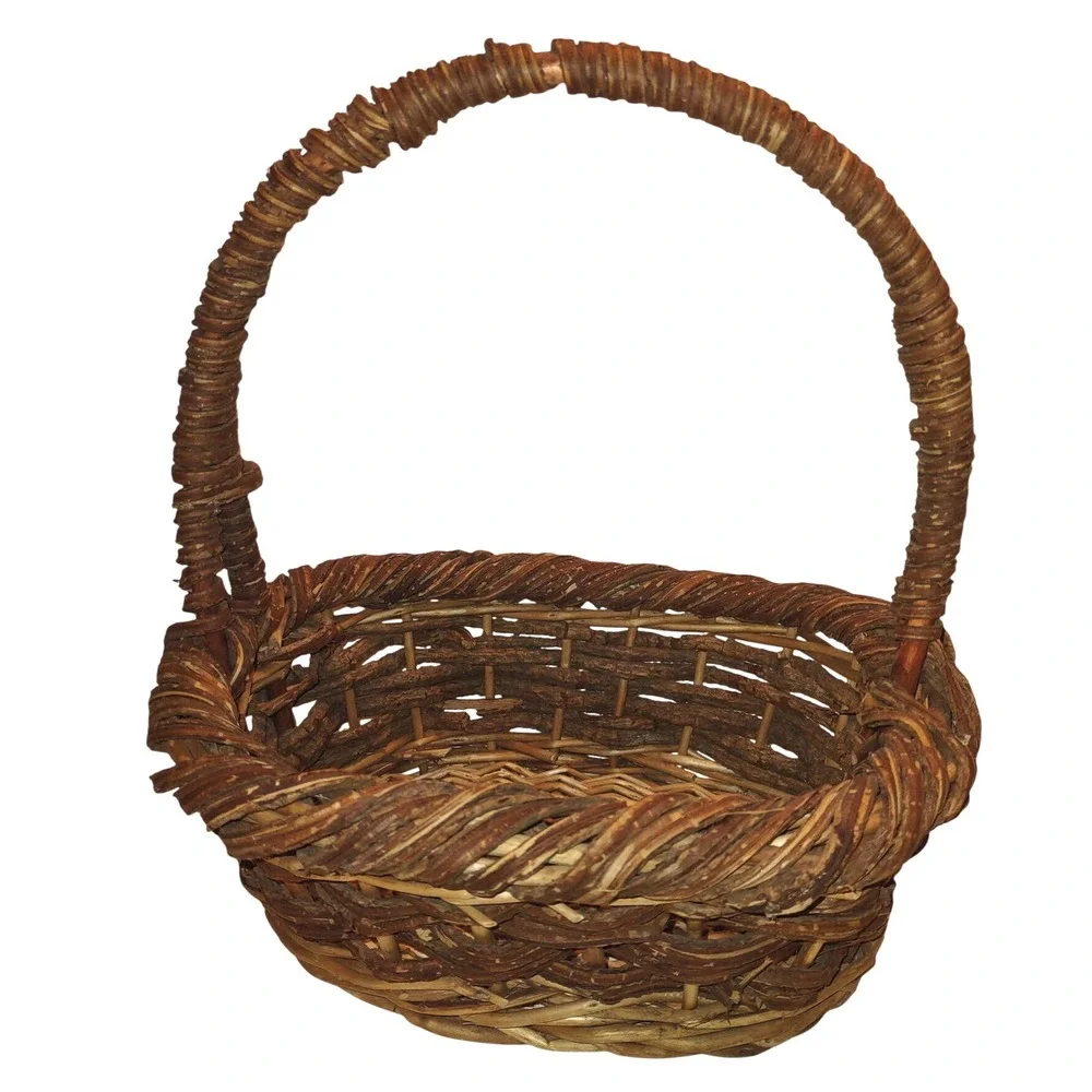 Rustic Woven Twig Large Basket Country Vine Farmhouse Decor Gift Basket 12x9x14